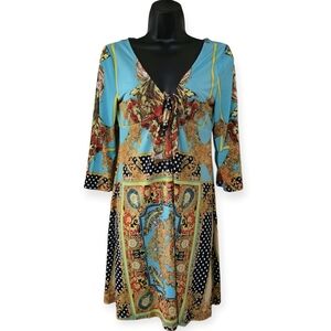 ❤️White Mark Multicolor Bohemian Baroque Print Mini Maxi Dress☆